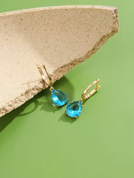 INALIS Picătură Cercei Pentru Femeile Cupru Șampanie Aur Placate cu Albastru Cercel Logodna Bijuterii de Moda de Vânzare Fierbinte Cadou Pentru Prietena