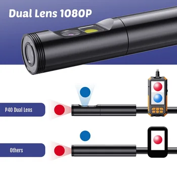 Industrielle inspektion endoskop Dual kamera 4,3 inch IPS bildschirm HD1080P 8mm Semi-starre kabel Wasserdichte 2600 mAh P40