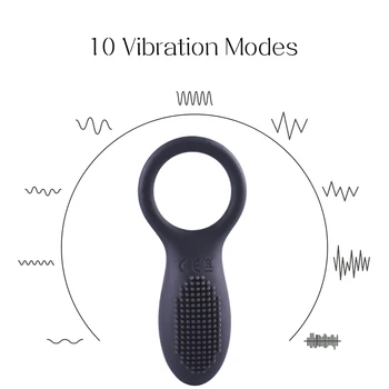 Inel pentru penis Vibrator rezistent la apa Cuplu Vibrator cu 10 viteze Moduri Pline de Silicon Inel Penis Stimulator Clitoris Adult Sex Toy