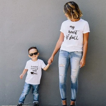 Inima mea este plină de imprimare de familie potrivesc tinutele cămașă tricou model mama și fiul fac mama-i inima plină de haine