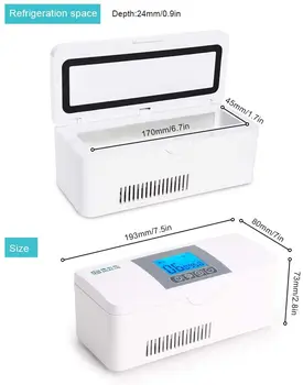 Insulina Portabil frigider frigider car călătorie acasă semiconductoare ecran LCD la temperatură constantă (2-8 ° c)