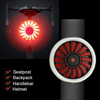 Inteligent de Frânare Biciclete Lumini USB Reîncărcabilă din Spate, Lumina Spate Bicicleta Led Stop 5 Moduri de Avertizare de Siguranță Casca Ciclism Lampa
