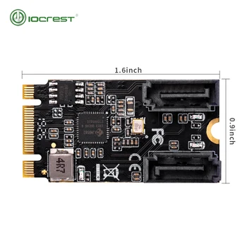 IOCREST 2 Port SATA III 6gb/s M. 2 22x42 M Tasta și Tasta B Controller Card Adaptor SATA 6G Interne