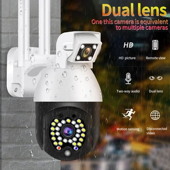 IR Viziune de Noapte de Lumină LED Camera de Supraveghere 1080P WIFI PTZ Camera IP Wireless Dual Lentile CCTV HD de Securitate în aer liber Cam 29 Buc