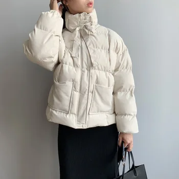 Jacheta De Iarna Palton Femei 2020 Stil Coreean Cald Căptușit Puffer Jachete Casual Bej Femme Geci De Toamna Femei De Culoare De Îmbrăcăminte