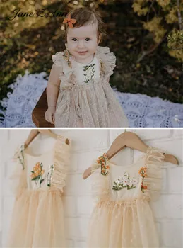 Jane Z Ann Dantela Brodate rochie de Printesa 100 de zile 1-2 ani Fetita Foto Îmbrăcăminte Nou-născut Fotografie Prop 4 dimensiuni