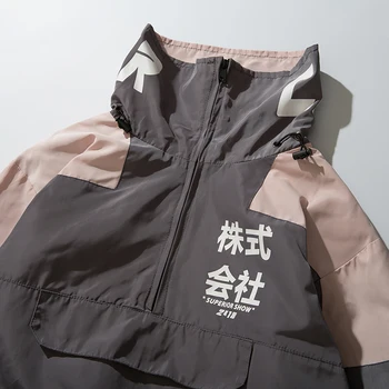 Japonia Stil Scrisoare Guler Vintage Casual Techwear Jachete Paltoane Barbati Toamna Cuplu Streetwear Buzunare Largi Pulover Straturi