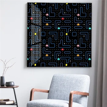 Joc Arcade clasic Pac-Man Arta de Perete Panza Pictura Nordică Postere si Printuri Poze de Perete pentru Camera de zi Decor Acasă
