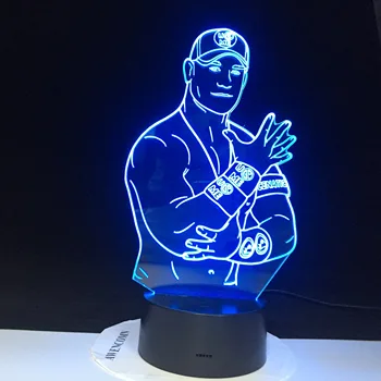 John Cena Sport Luptător 3D Led Lumina de Noapte cu Senzor Tactil Color Schimbarea Veioza pentru Birou Decor Rece Lampă de Masă 3130
