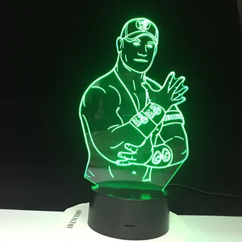 John Cena Sport Luptător 3D Led Lumina de Noapte cu Senzor Tactil Color Schimbarea Veioza pentru Birou Decor Rece Lampă de Masă 3130