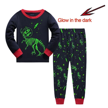 Junellz Pijamale Copii Glow în Întuneric Dinozaur PJ Cadouri Bumbac Copilul Pijamale Copii Costum Baieti Haine Dinozaur Pijamale