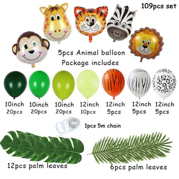 Jungle Party Baloane Decor Kit Safari Petrecere Copil De Dus Cap De Animal, Arcada Baloane Copii, Balon Ziua De Naștere Zoo Petrecere Tematică
