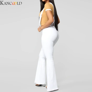 KANCOOLD Moda Nasturii Clopot-Fund de Înaltă Talie Pantaloni Femei Solidă slim fit alb flare pantaloni de Vara Elegante Uza New Sosire