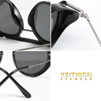 KEITHION Bărbați Vintage SteamPunk Rotund Stil TR90 ochelari de Soare Polarizat Partea Scut Punk Design de Brand Ochelari de Soare UV400