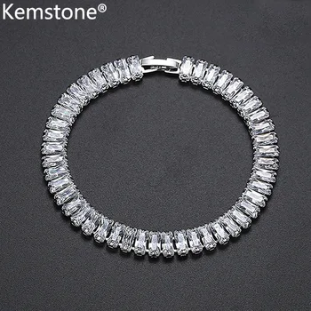 Kemstone Simplu Cupru Zircon Alb Brățară de Link-ul de Bijuterii Cadouri pentru Femei