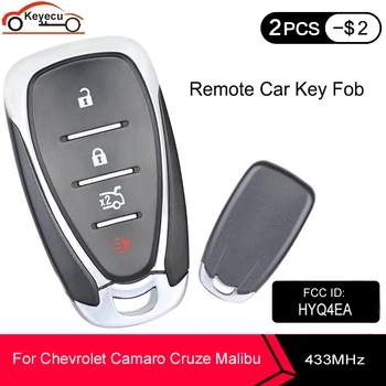 KEYECU Smart 3+1 4 Buton de Telecomandă Telecomanda 433MHz cu Cip ID46 pentru Chevrolet Cruze, Malibu FCC: HYQ4EA cu cheia de urgență