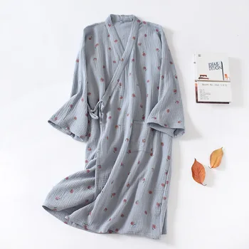 Kimono japonez Haine pentru Femei Bumbac Tifon Halat de baie Vara Subțire Pijamale cu Maneca Lunga cămașă de noapte Plus Dimensiune Halat
