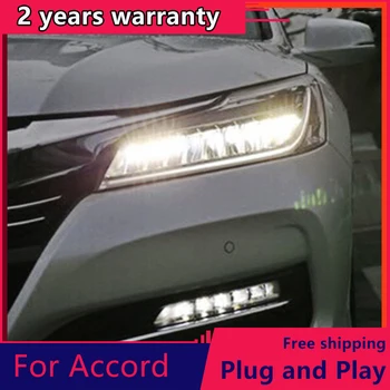 KOWELL styling auto pentru Honda Accord 10 Faruri 2016 2017 LED-uri de Înaltă Fascicul de LED-uri pentru luminile de întâlnire Cu Galben de Cotitură Semnal LED Bar