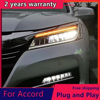 KOWELL styling auto pentru Honda Accord 10 Faruri 2016 2017 LED-uri de Înaltă Fascicul de LED-uri pentru luminile de întâlnire Cu Galben de Cotitură Semnal LED Bar