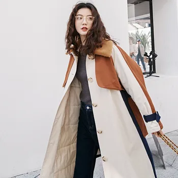 LANMREM trendy din bumbac sacou captusit pentru famale 2021 iarna noua moda coreeană femei vrac îngroșat mult haina de iarna Eșarfe