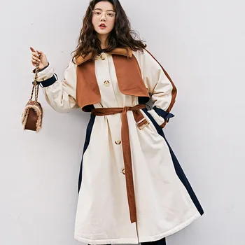 LANMREM trendy din bumbac sacou captusit pentru famale 2021 iarna noua moda coreeană femei vrac îngroșat mult haina de iarna Eșarfe