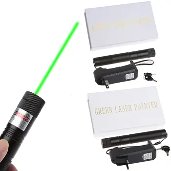 Laser verde Pix cu Focalizare Reglabilă de Ardere Fascicul + Baterie 18650 Incarcator 5mw 303