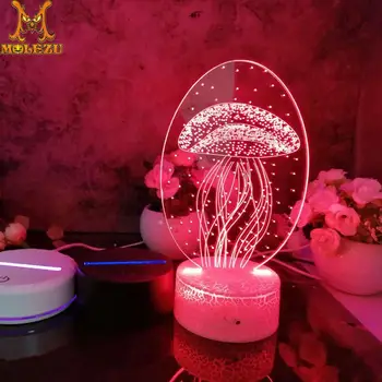 Led 3D Lumina de Noapte Meduze Model de Veioza pentru Dormitor Copil Decor Lampa de Birou Cu 16 Culori cu telecomanda