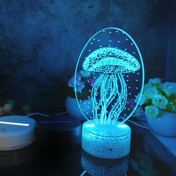 Led 3D Lumina de Noapte Meduze Model de Veioza pentru Dormitor Copil Decor Lampa de Birou Cu 16 Culori cu telecomanda