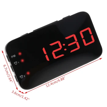 LED Oglinda Digital Dual Ceas cu Alarmă Snooze USB Masă, serviciu de Trezire Lumina de Afișare a Temperaturii Dormitor Decor Acasă