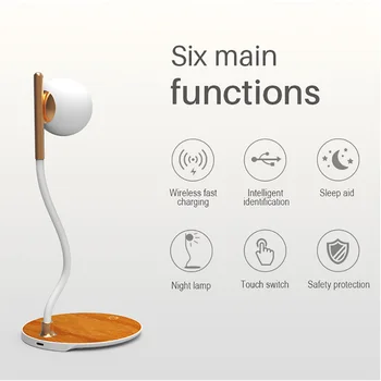 LED-uri Control Tactil Noptieră Lampa de Birou Wireles Încărcător de Telefon Studiu Lumină de Lectură Cu home design estetic sferice de iluminat