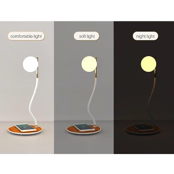 LED-uri Control Tactil Noptieră Lampa de Birou Wireles Încărcător de Telefon Studiu Lumină de Lectură Cu home design estetic sferice de iluminat