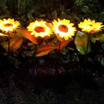 Led-uri Lumina Solara in Forma de Floarea-soarelui Lumini Solare de Flori în aer liber Cale Decorative de Lumină Galben Gazon Lampa de Gradina