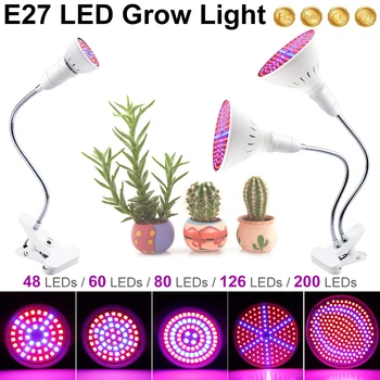 Led-uri în Creștere Lampa E27 Fitolampy Led Clip Planta Lumina 220V Spectru Complet de Iluminat cu Led-uri Fito Lampa de 20W Crească Cort Hidroponice Lumina