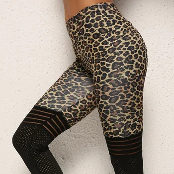 Leopard Imprimate Jambiere Slim Fitness Femei Sexy Negru Mesh Pantaloni De Yoga Sală De Funcționare De Înaltă Talie Jambiere Antrenament 2019 Sport Pantaloni