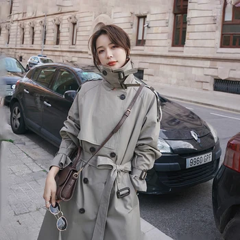 Liber Casual 2021 Noua Moda Femei Trenci De Primăvară De Toamnă Lungă Moda Coreeană Pure Color Dublu Rânduri Stil Britanic Haina