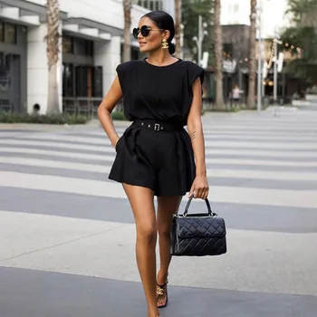 Liber Casual Negru Umăr Căptușit tricou Femei Rochie de Vară fără Mâneci Rochii Mini Vestido 2020 Înaltă Calitate Femei Îmbrăcăminte