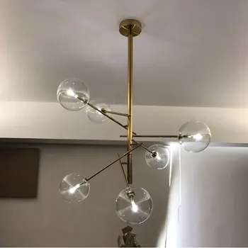 Loft Nordic Fier de Plafon lumina camera de zi creative clar de sticlă de Epocă corp de iluminat lampa de Tavan cu Bule de lumini