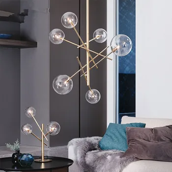 Loft Nordic Fier de Plafon lumina camera de zi creative clar de sticlă de Epocă corp de iluminat lampa de Tavan cu Bule de lumini