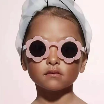 LongKeeper Copii Floare de Soare ochelari de Soare Drăguț Copii Ochelari de Soare Rotund Minunat Bomboane de Culoare Ochelari de Fete pentru Copii Oculos De Sol UV400