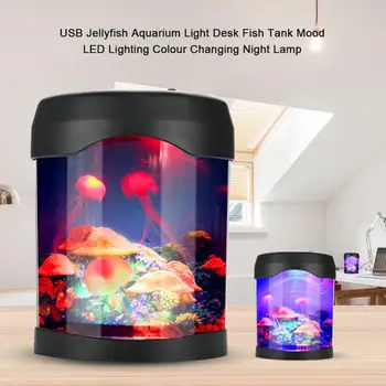 Lumina de acvariu Mini Rezervor de Pește Noaptea stare de Spirit de Lumină LED-uri de Iluminat de Culoare USB Schimbare Lampă de Noapte Rezervor de Pește Submersibile Lumina