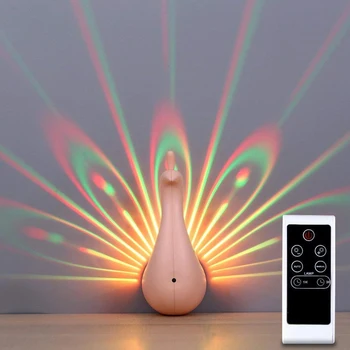 Lumina de noapte Proiector 7 Color Schimbarea LED Păun Lampă de Perete Cu Smart Touch Control de la Distanță Acasă Decorative 3D Lampă de Perete