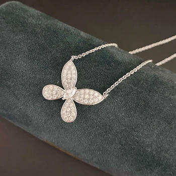 Luomansi Noi Fluture Pandantiv Colier -S925 Argint Ridicat De Carbon Diamant Colier Super Flash Bine-Bijuterii
