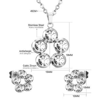 LUXUSTEEL cubic zirconia set de bijuterii de sex Feminin Accesorii din Oțel Inoxidabil de Link-ul lanț Colier de Nunta Collier Femei Partid