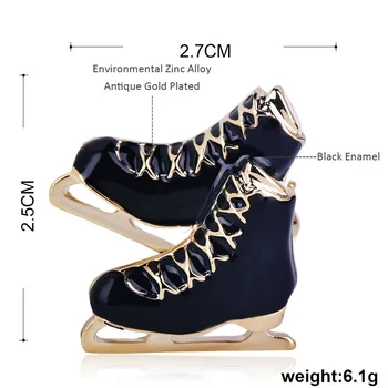 Madrry Moda Patine Cu Rotile Brosa Email De Culoare De Aur De Bijuterii Sania Pantofi Forma De Brose Pentru Femei, Băieți Și Fete Pini Accesorii