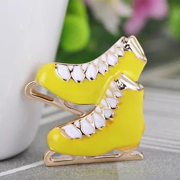 Madrry Moda Patine Cu Rotile Brosa Email De Culoare De Aur De Bijuterii Sania Pantofi Forma De Brose Pentru Femei, Băieți Și Fete Pini Accesorii
