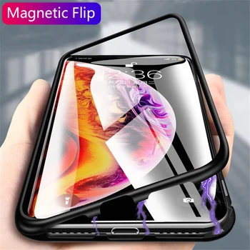 Magnetic Cazul Funda Pentru iPhone 11 12 Mini Pro Max XS X XR SE Sticla Înapoi Magnet Cover Pentru iPhone 7 8 6 6s Plus Caz Capa