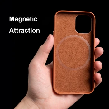 Magnetic din Piele de Caz Pentru iPhone 12 Pro Max Mini Magnet de Absorbtie de Cazuri Pentru iPhone 12Pro/Max/Mini Anti-knock Piele Acoperi Caz