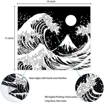 Mandala negru val luna tapiserie de pe perete sun moon tarot draperii de perete de Munte craniu floare tapiserie
