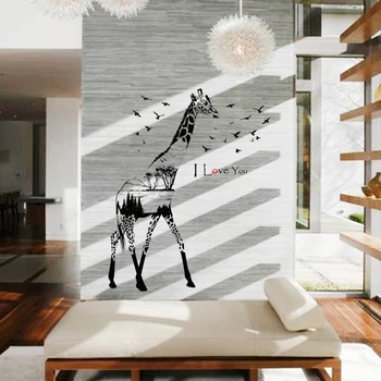 Mare 128*119cm Girafa Decalcomanii de Perete Animale de Vinil Autocolante de arta Acasă Decorare Hol Scara Decor Autocolant Perete Impermeabil Poster