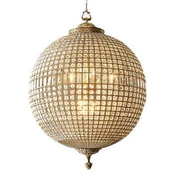 Mare de cristal rotund de cupru candelabru antic din alama vintage bronz sfera candelabru 8 globul de lumină agățat rusia corpuri de iluminat